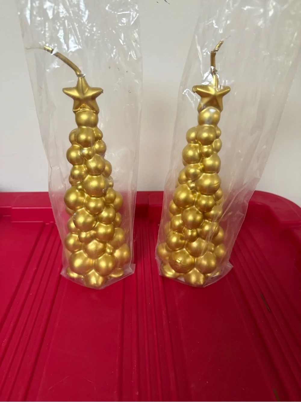 New Neiman Marcus Gold Decorative Christmas Tree Candles Set of 2